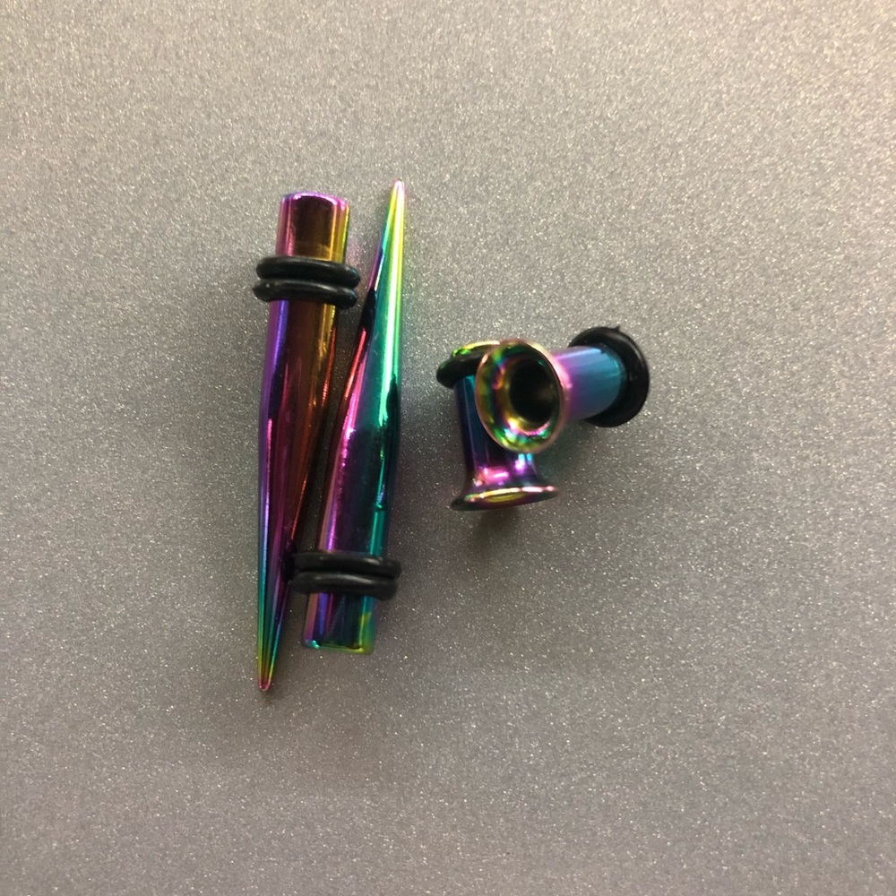 4g/5mm metal taper and tunnel set - rainbow.